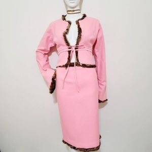 Fendi fall 1999 runway pink fur trim skirt sz 38/xs